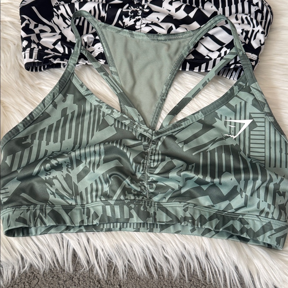 3 Gymshark Women's Sports Bra Set - Black, Green, Navy - Picture 3 of 6